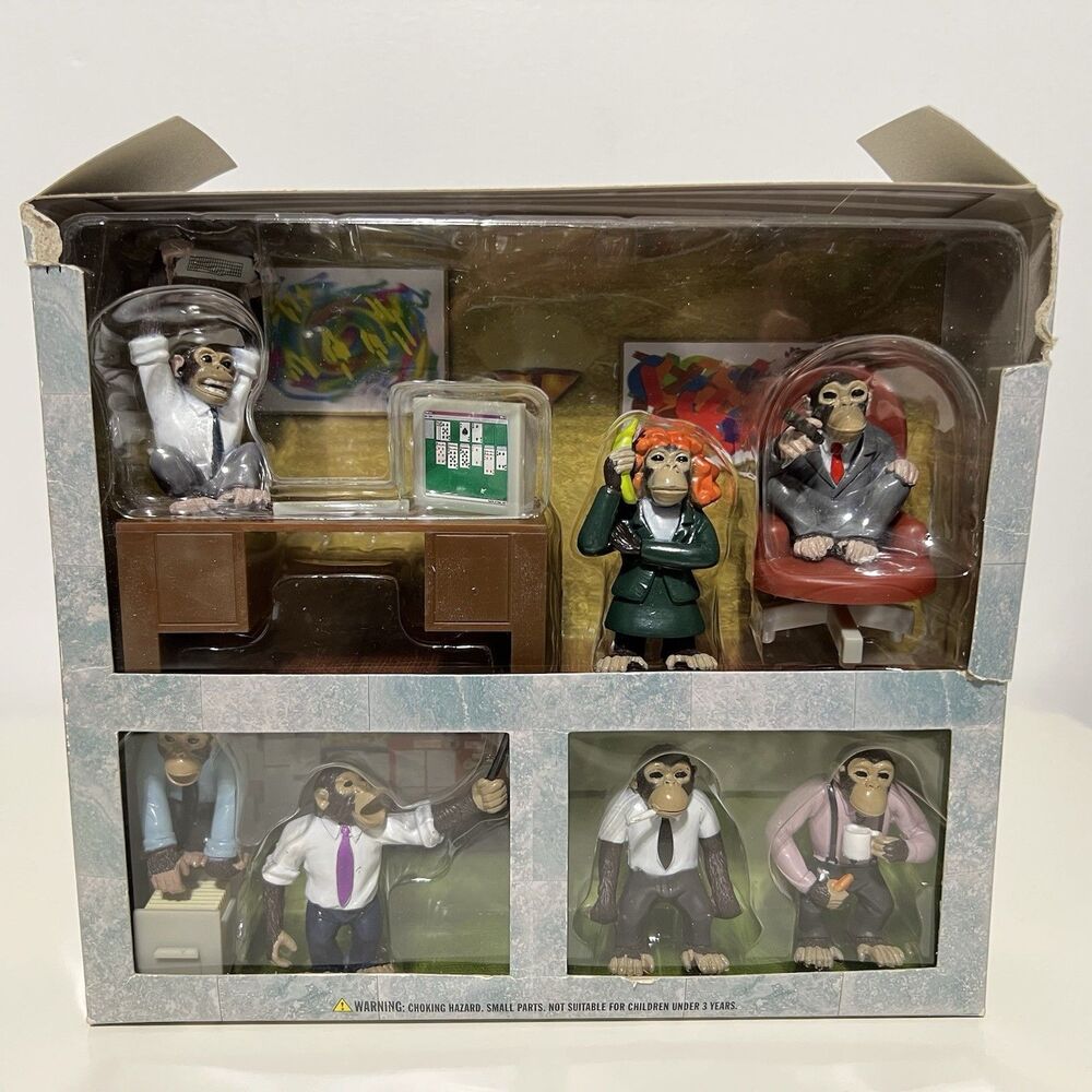 Accoutrements Office Monkeys Play Set 2007 Toys Boss in Partial Box